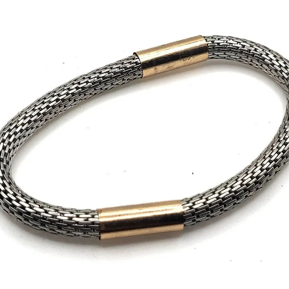 Vintage Two-tone Mesh Bracelet 7in